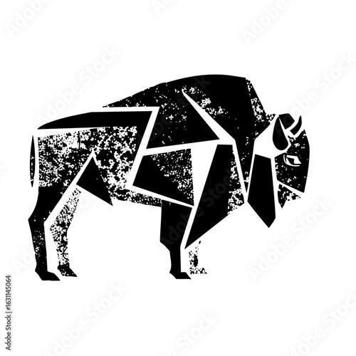 Vector Geometric bison with textured details.