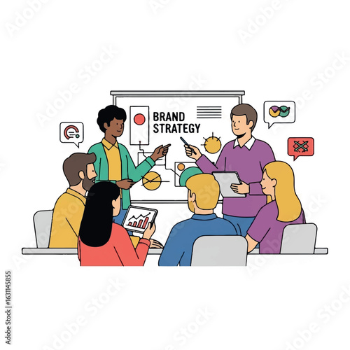 Business Team Discussing Brand Strategy.