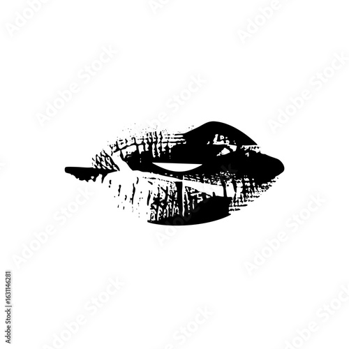 Vector Dramatic black silhouette of sensuous lips a bold element.