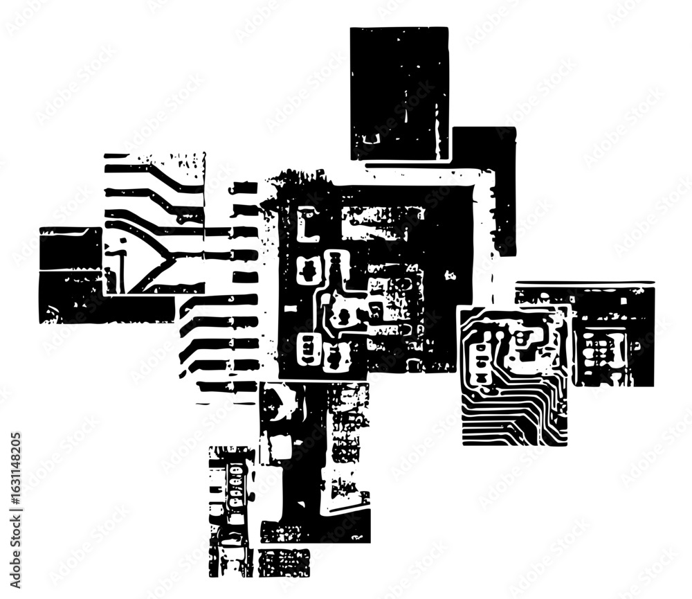 Obraz premium Vector Abstract circuit board with geometric components.