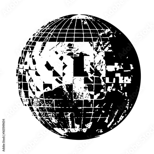 Vector Geometric globe with continental outlines.