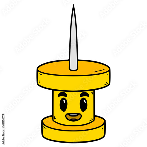pushpin character illustration hand drawn isolated vector