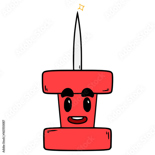 pushpin character illustration hand drawn isolated vector