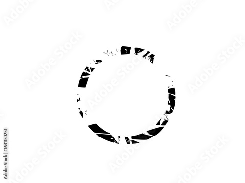 Vector Fragmented circle of abstract shapes creates a broken ring .