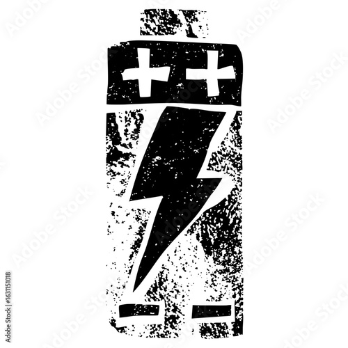 Vector Bold battery with lightning bolt and plus signs.