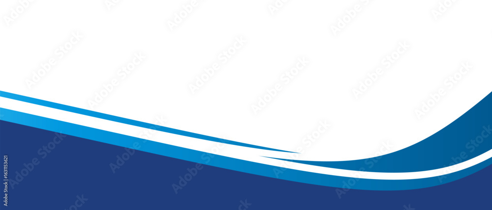 Obraz premium Blue and white business wave banner background. vector illustration.