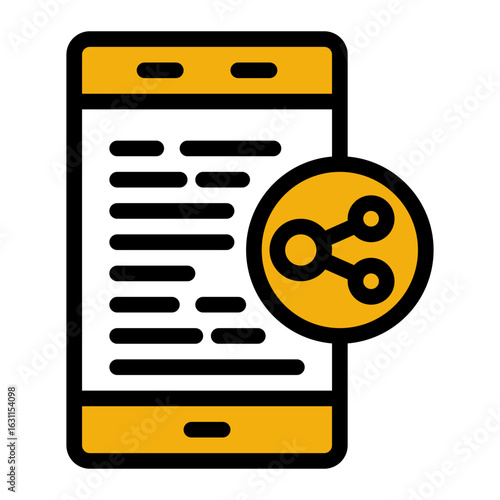 Mobile Article Sharing Icon from Marketing Collection (Outline Color Lineal Style)