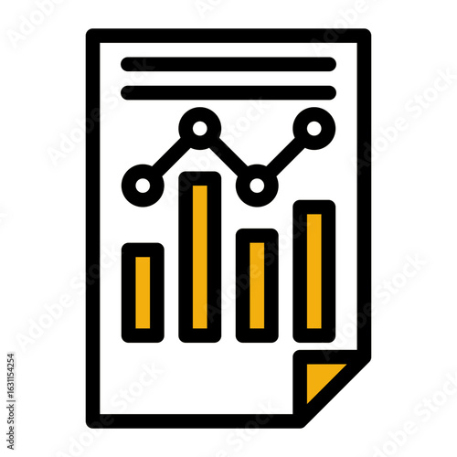 Statistical Report Document Icon from Marketing Collection (Outline Color Lineal Style)