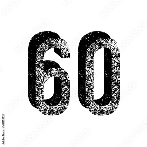 Vector Distressed numeral sixty .