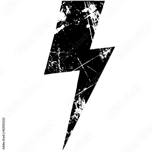Vector Distressed black lightning bolt .