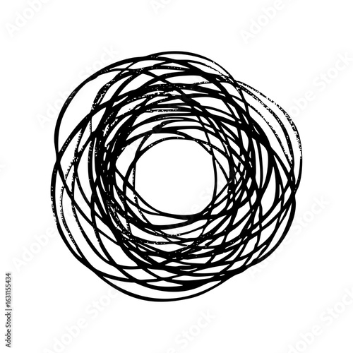 Vector Intricate scribble circle features chaotic lines.