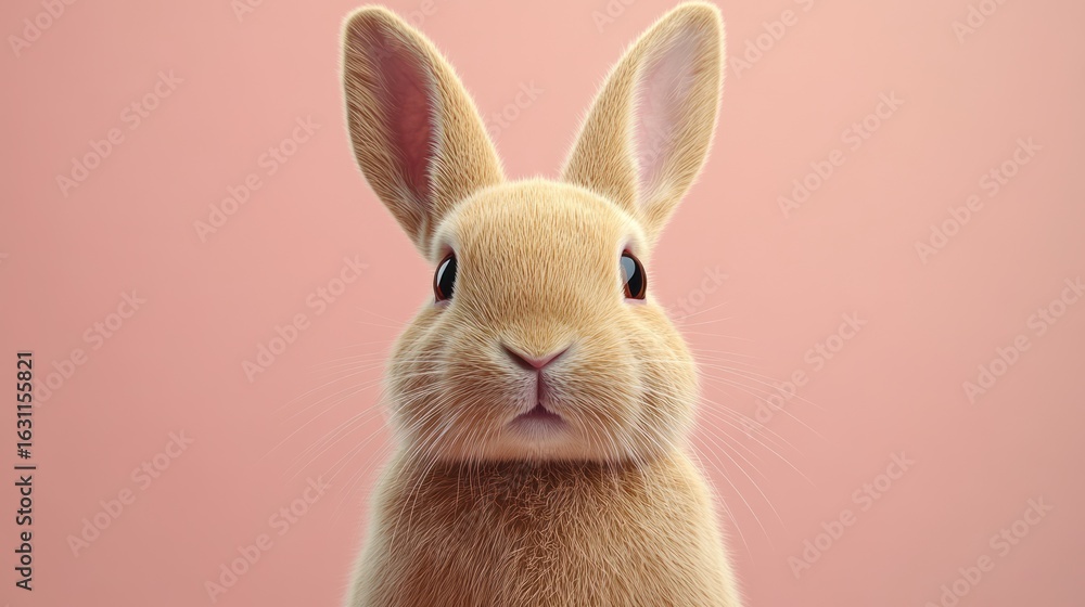 Fototapeta premium Cute baby bunny portrait on pastel background