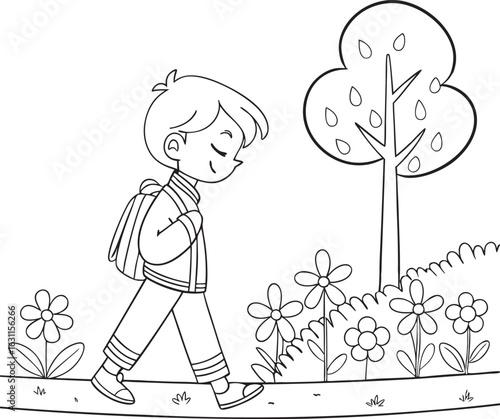 school boy going school vector