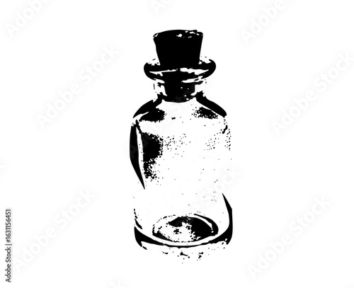 Vector Elegant bottle with a top hat stopper.