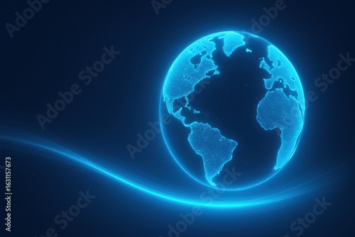 Tariff. A glowing digital globe on a dark background, symbolizing connectivity and technology.