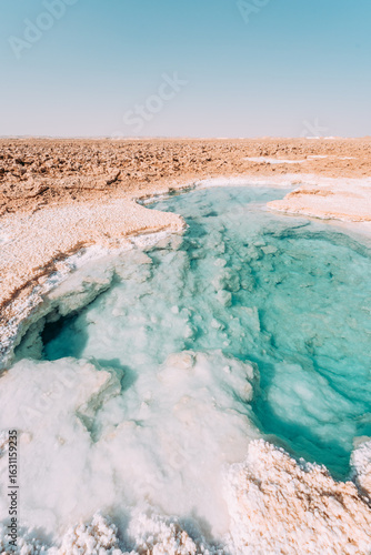 Crystal Blue Salt Lake in Siwa Oasis, Egypt