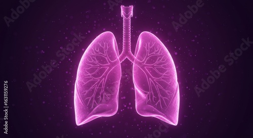 Glowing Lungs Anatomy: Detailed 3D Render of Human Respiratory System