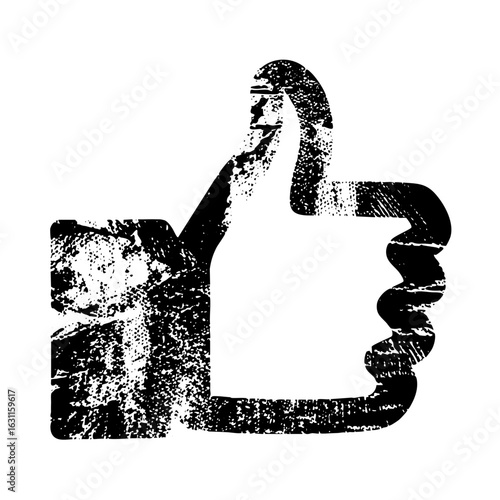 Vector Distressed thumbs-up represents approval and positive feedback.