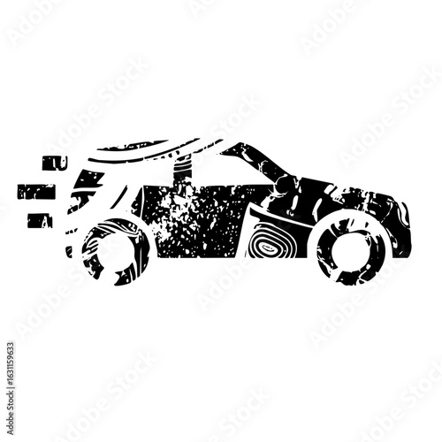 Vector Abstract vehicle depicts a speeding convertible.