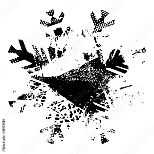 Vector Abstract shattered with fragmented shapes and dynamic elements.