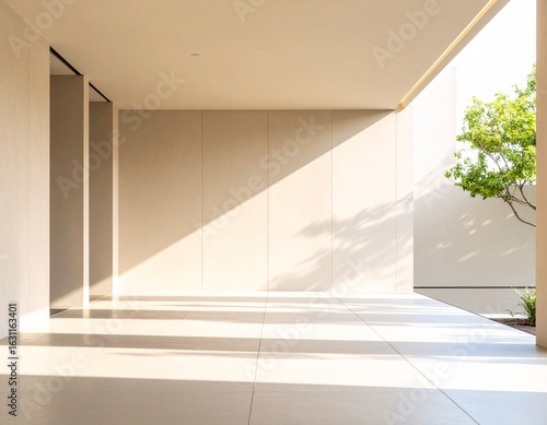 A minimalist background featuring soft shadows of geometric modern architecture 