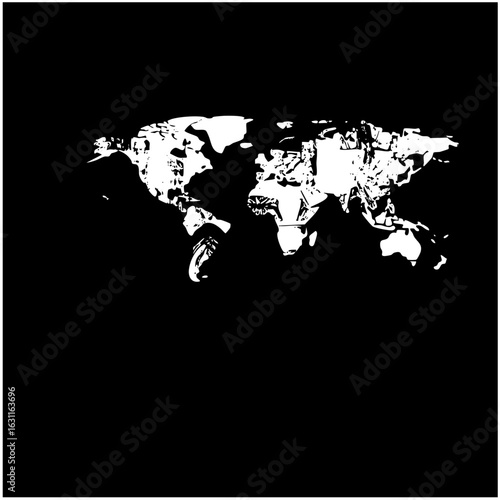 Vector Stylized world map showcases global continents.