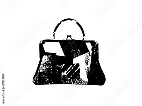 Vector Elegant handbag with a structured .