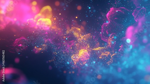 Vibrant Abstract Nebula with Sparkling Particles and Dreamy Color Gradients