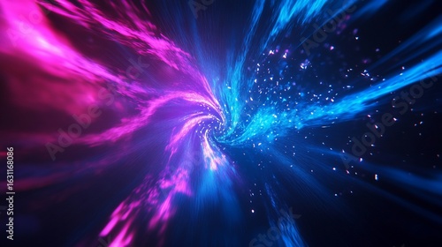 Abstract Swirl of Pink and Blue Light Energy in a Dynamic Vortex
