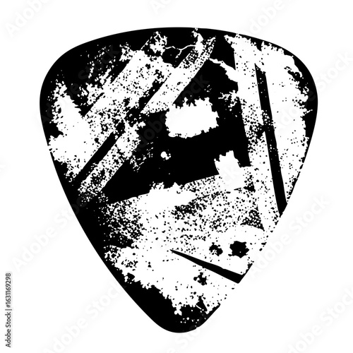 Vector Distressed guitar pick with abstract .