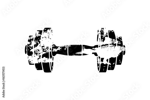 Vector Distressed dumbbell for fitness concepts.
