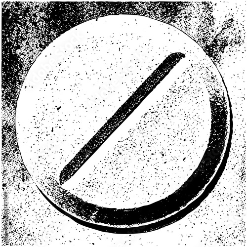 Vector Minimalist circle slash with distressed texture.