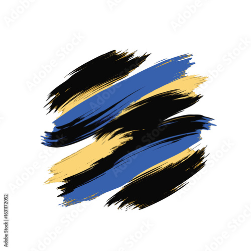 Gold and Blue Brush Stroke Texture – Modern Abstract Vector
