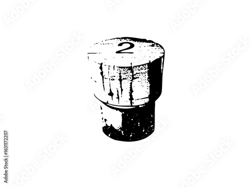 Vector Rustic cork stopper with number two .