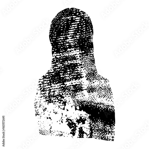 Vector Abstract silhouette of a persons head and shoulders in a dotted .