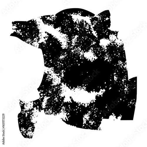 Vector Abstract black shape resembling a stylized animal head with textured edges.