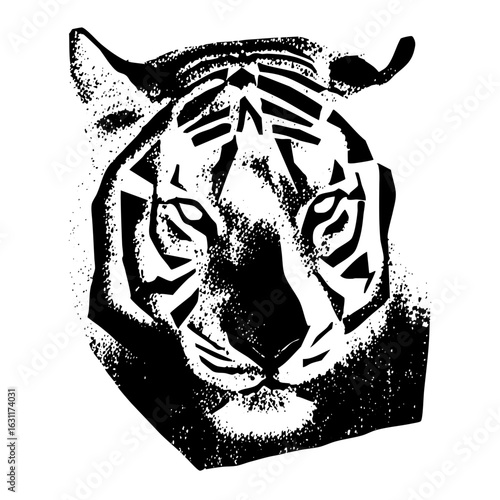 Vector Striking tiger face with bold stripes.