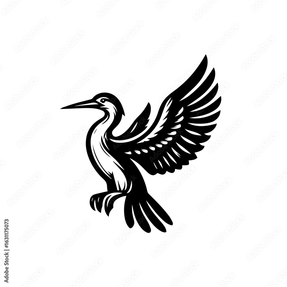 Obraz premium Elegant bird in flight with outstretched wings isolated on white background