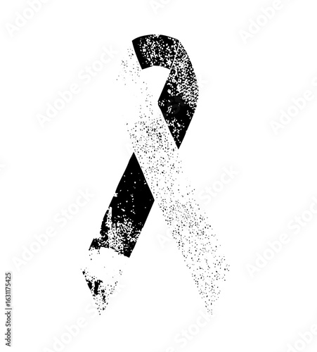 Vector Abstract ribbon shape disintegrating into particles