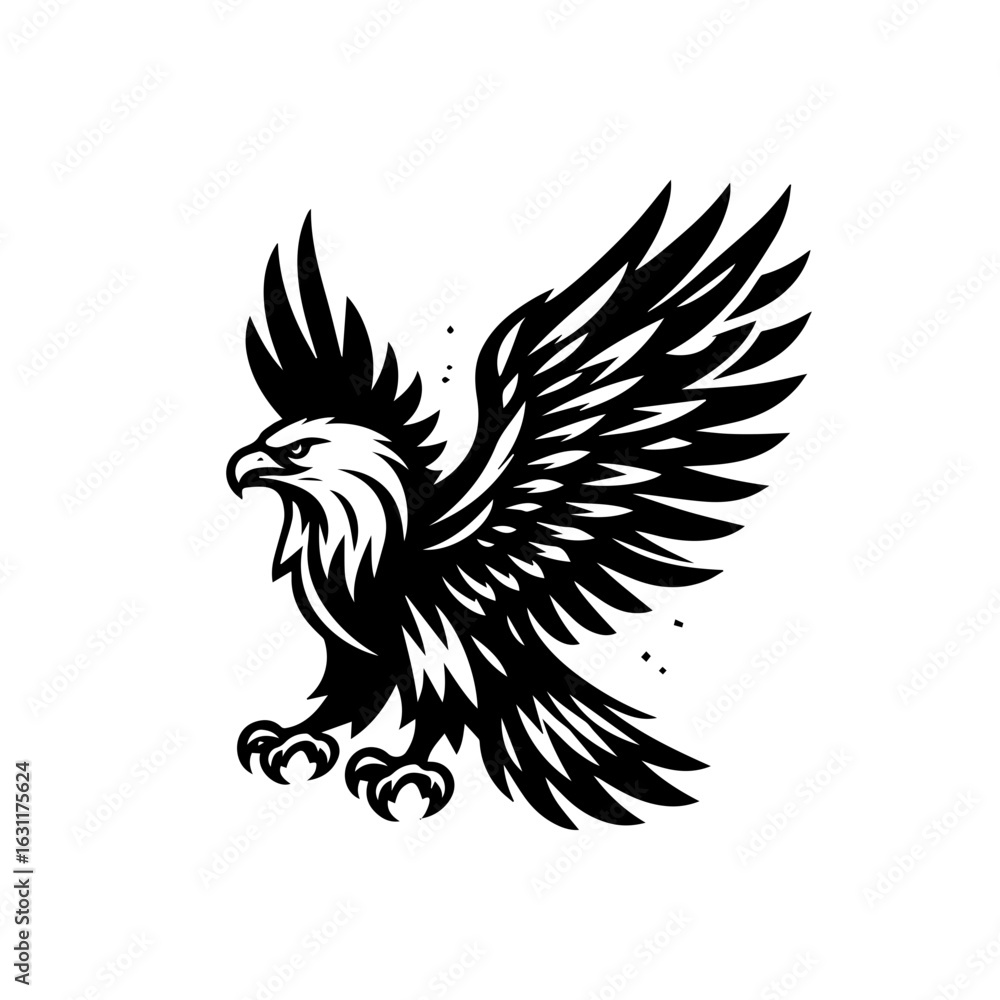 Obraz premium Eagle in flight isolated on white background, a symbol of freedom and strength