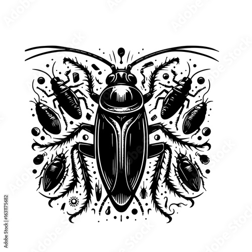 Detailed cockroach illustration isolated on white background