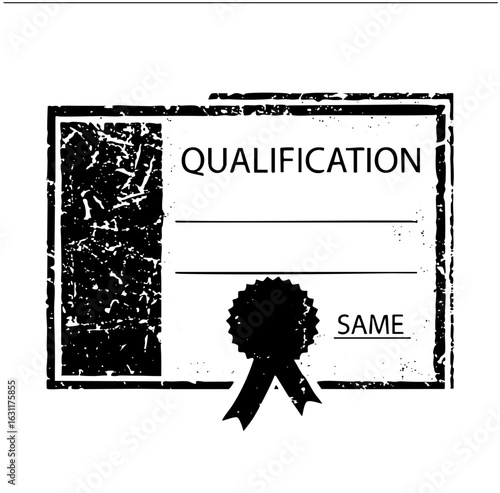 Vector Distressed Qualification Stamp with Ribbon Seal
