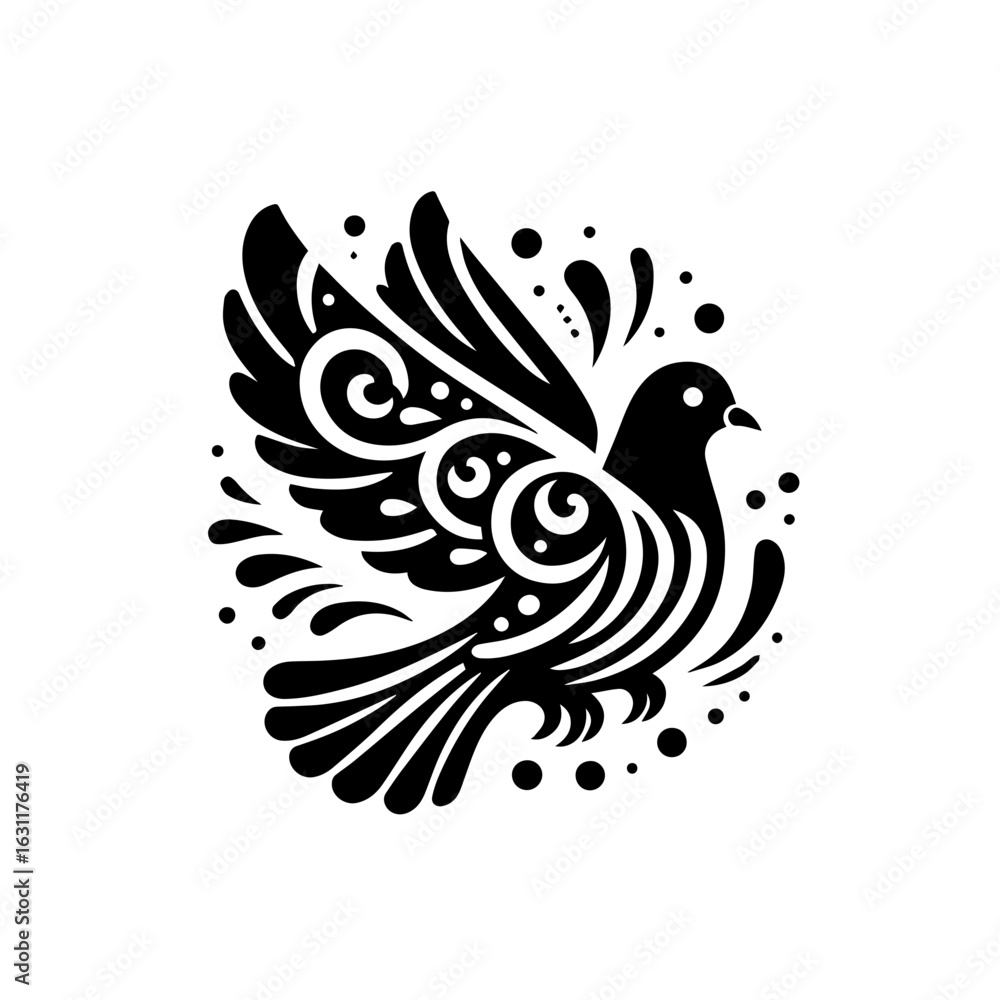 Fototapeta premium Illustration of a dove in flight isolated on white background