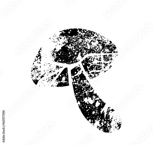 Vector Detailed monochrome of a mushroom with a textured appearance.