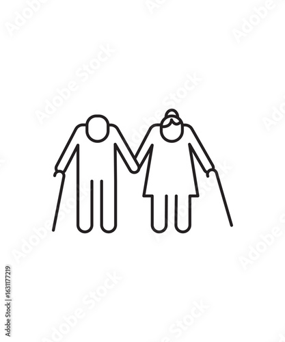 old couple icon, vector best line icon.
