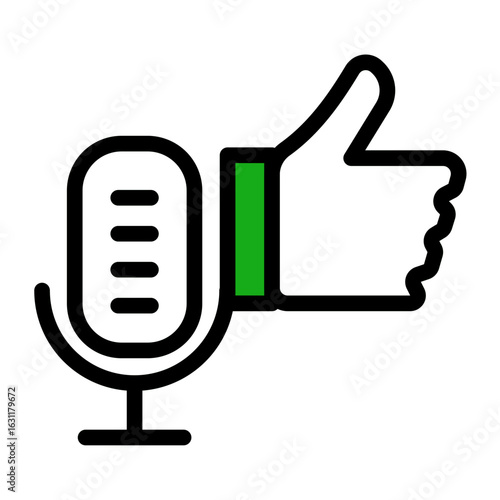 Positive Engagement Thumb Icon from Podcast Collection (Outline Color Lineal Style)