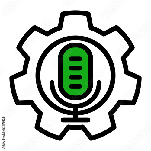 Podcast Equipment Setting Icon from Podcast Collection (Outline Color Lineal Style)