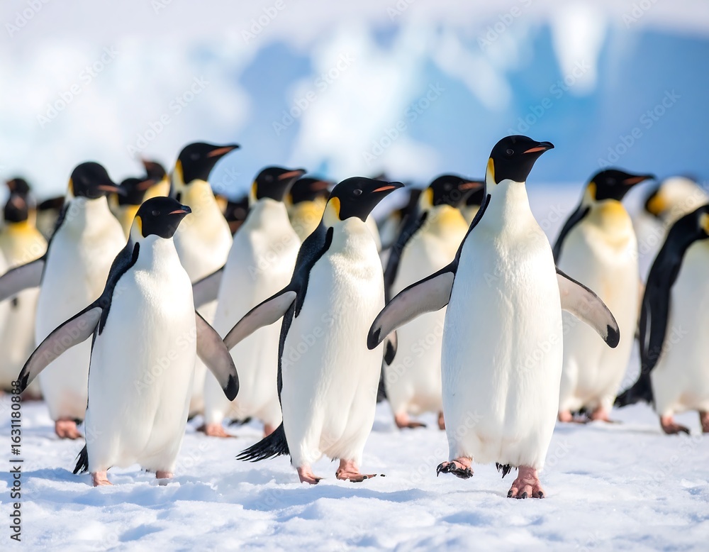 Fototapeta premium Penguins in a snowy landscape