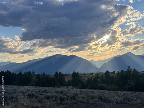 Sunset on the Bitterroot Mountain Range near Stevensville, Montana. 