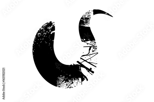 Vector Abstract moon with a distressed fragmented profile.